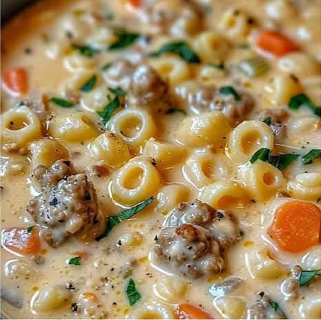 Creamy Parmesan Italian Sausage Ditalini Soup