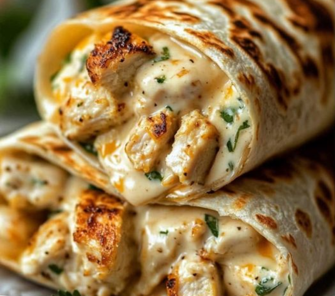 Cheesy Garlic Chicken Wraps